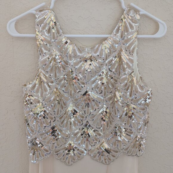 GB Gianni Bini Glam 1920's Great Gatsby Flapper Sequin Maxi Dress Size S - Picture 3 of 9